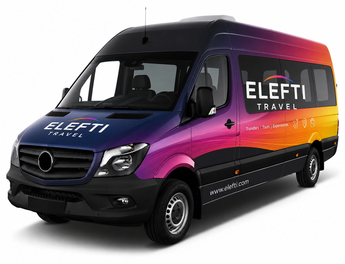 Elefti Travel Mercedes Sprinter used for the free COP31 shuttle