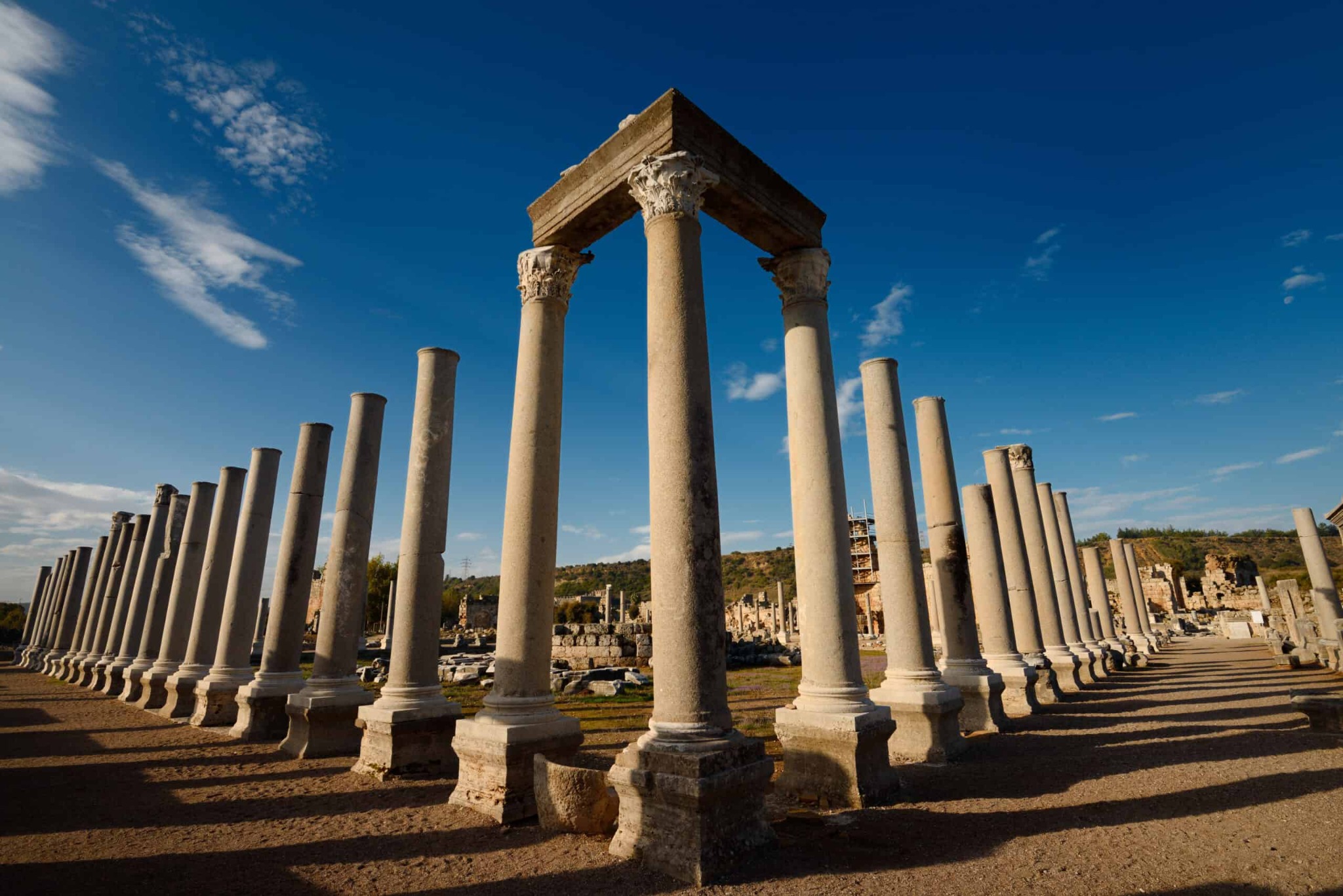 Ancient columns and ruins at Perge near Antalya