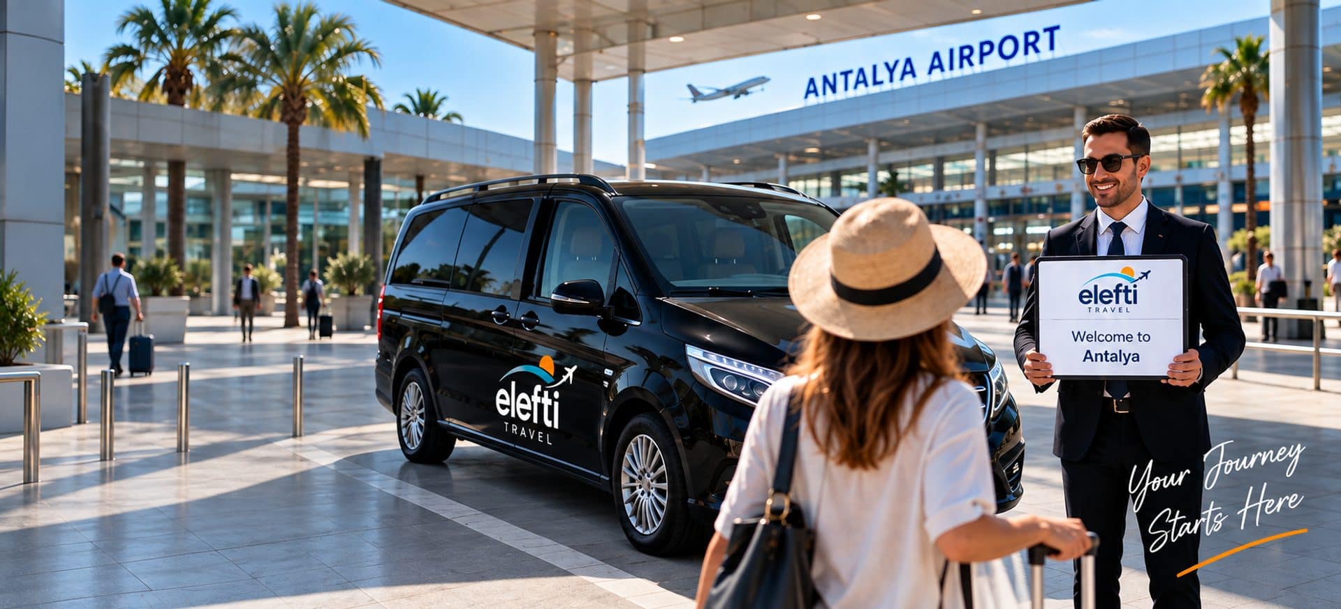 Elefti Travel greeter meeting a guest at Antalya Airport